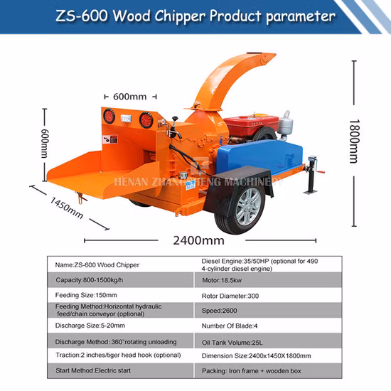 6 Inch Professional Hydraulic Tree Wood Chipper Shredder for Mulcher