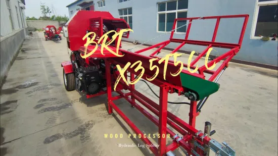 Gasoline and Diesel Engine Firewood Processor Wood Splitter with Log Lift and Conveyor